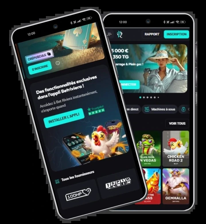 Application BetRiviera sur smartphone
